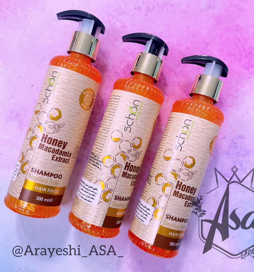 شامپو مغذی عسل و ماکادامیا فاقد سولفات شون - Schon Honey & Macadamia extract shampoo