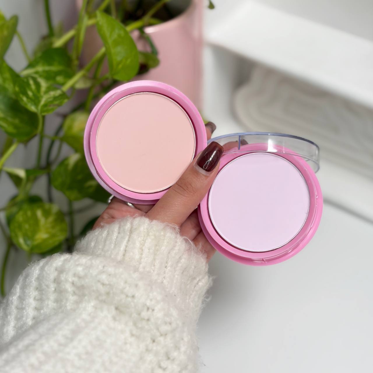 پودر فیکس فشرده صورتی و بنفش مهرونا