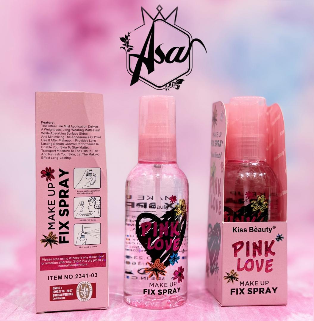 اسپری فیکس پینک لاو PINK LOVE مدل کیس بیوتی KISS BEAUTY