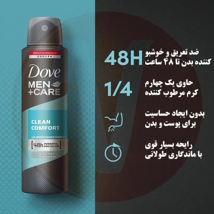 اسپری ۴۸ ساعته مردانه داو مدل clean comfort